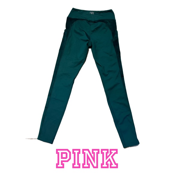 PINK | Green / Velvet Active Leggings | Size Small - Picture 3 of 4